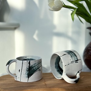 Black & White Splatter mugs / Cappuccino mug /