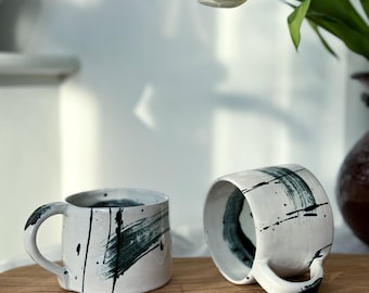Black & White Splatter mugs / Cappuccino mug /
