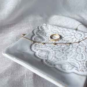 Lace embossed trinket dish/ jewellery dish/ trinket tray/ ceramic/ glaze/ home decor/ decorative tray