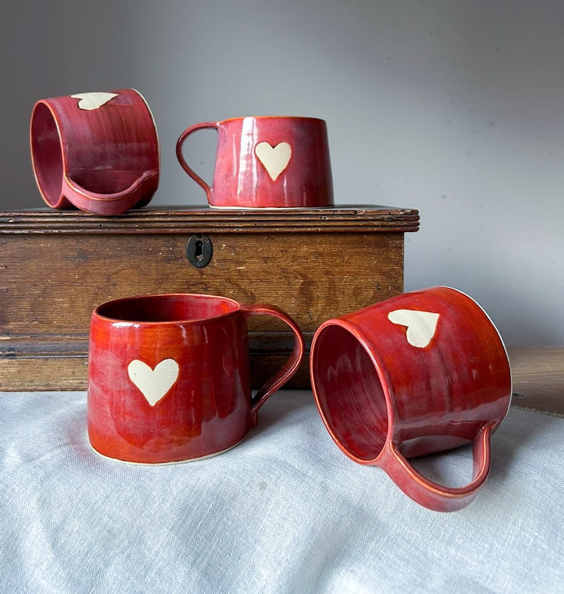Love mugs/ ceramic mugs/ heart mugs/ gift for her image 3