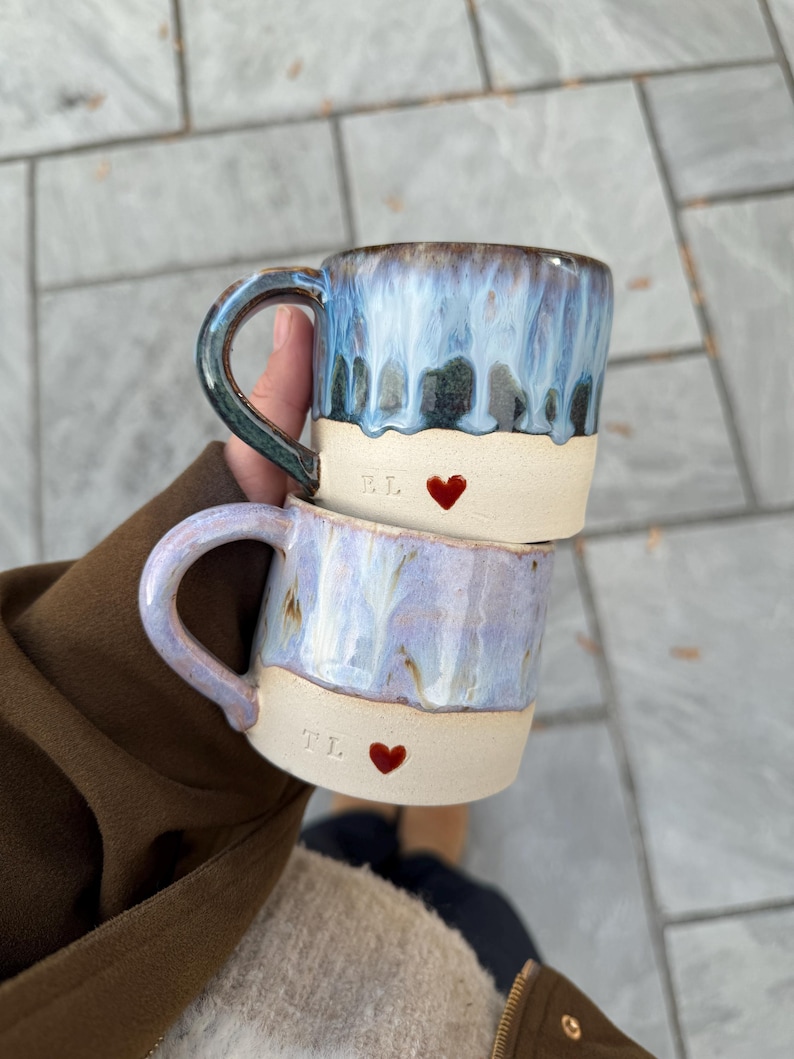 Handmade personalised mugs for your bestie or loved one/ special gift/ wheel thrown mugs 画像 11