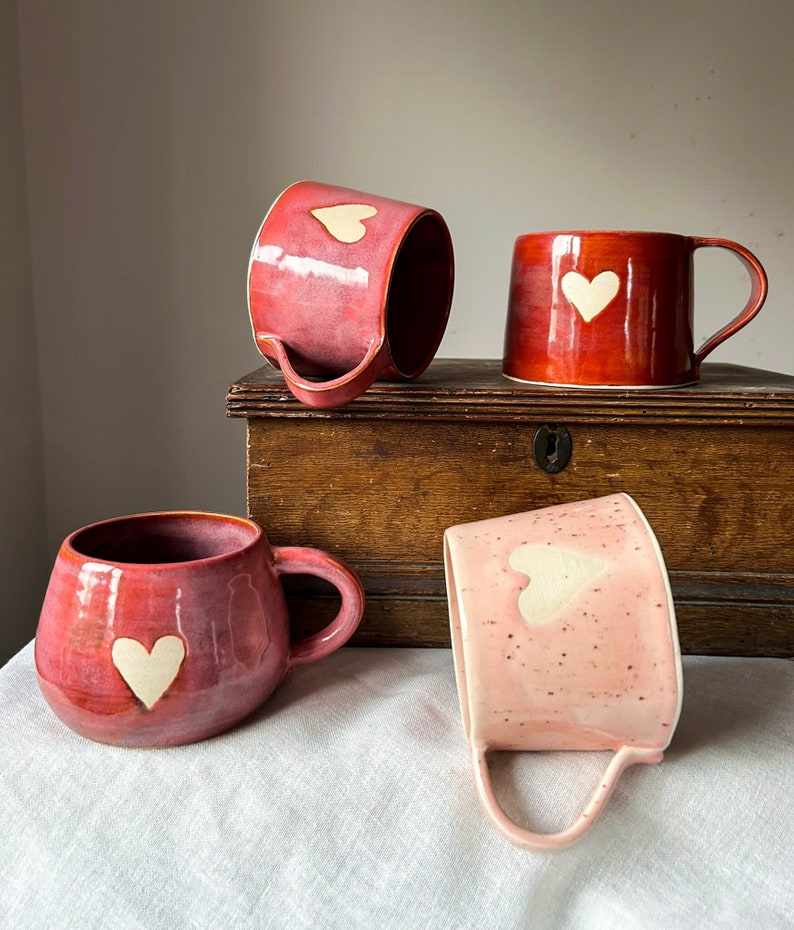 Love mugs/ ceramic mugs/ heart mugs/ gift for her image 2
