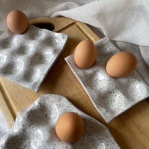 Ceramic Egg Holders - White speckle/ egg organiser/ Kitchen tidy/ Egg tidy/ Egg carton