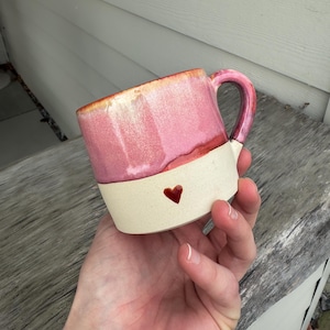 Handmade personalised mugs for your bestie or loved one/ special gift/ wheel thrown mugs Raspberry Pink