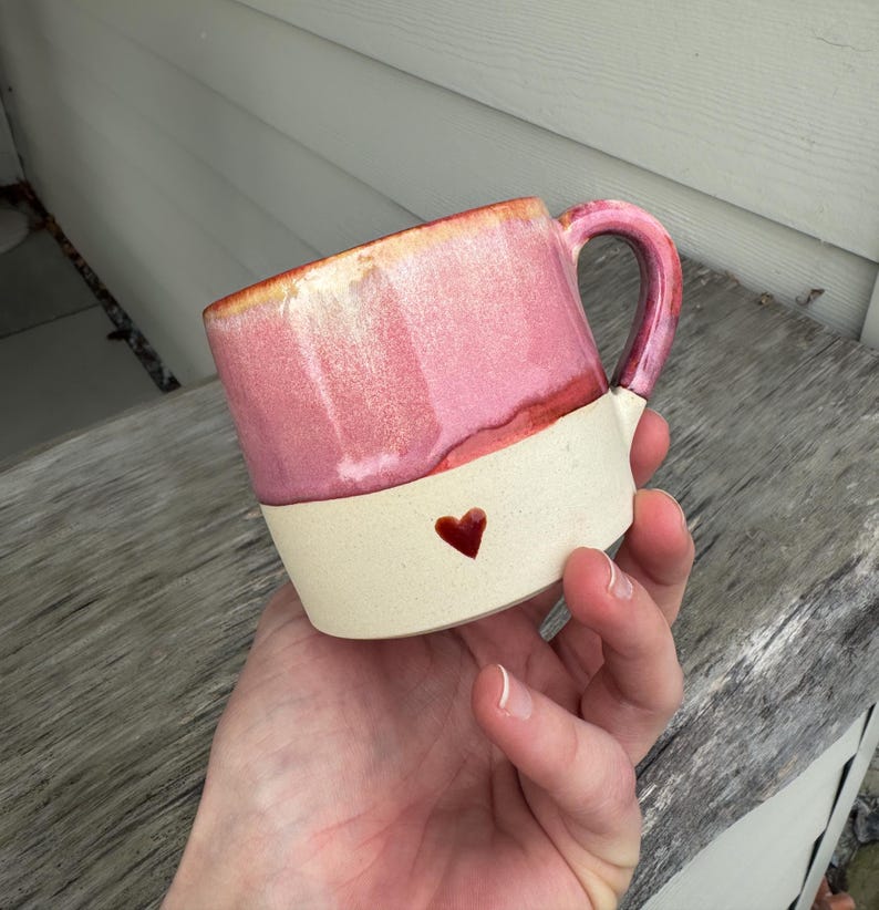 Handmade personalised mugs for your bestie or loved one/ special gift/ wheel thrown mugs Raspberry Pink