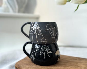 Mushroom mug duo in Grey & Black