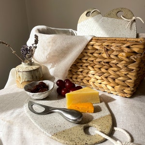 Speckled Stoneware serving board in White/ ceramic serving platter / rustic