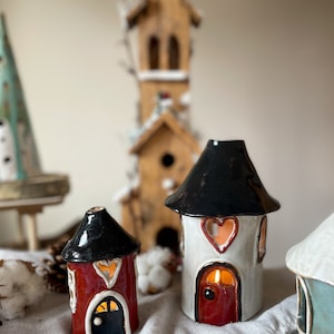 Handmade tea-light Houses / Christmas houses/ ceramic house