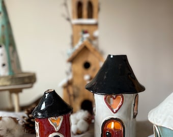 Handmade tea-light Houses / Christmas houses/ ceramic house