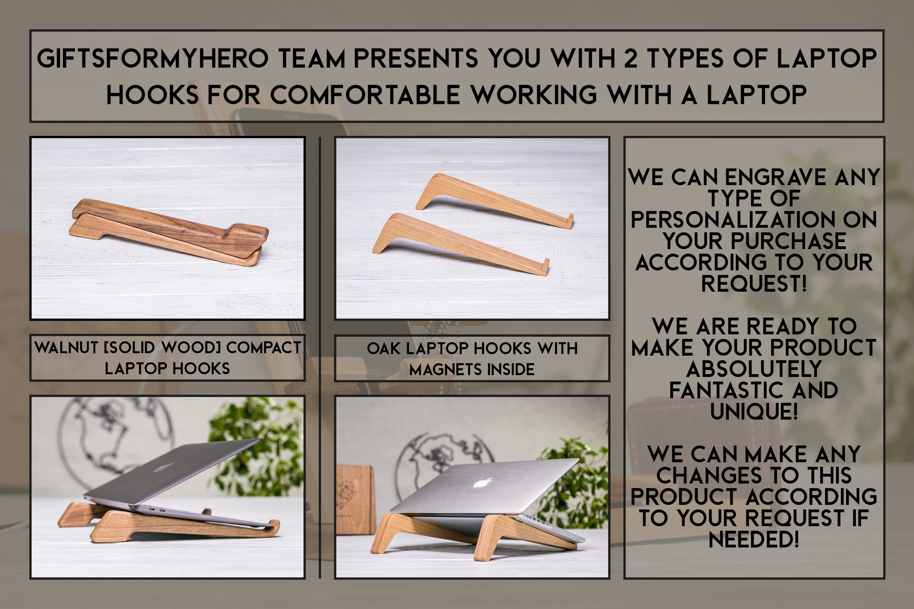 Personalized Wooden Laptop Stand MacBook Air Stand Computer Etsy