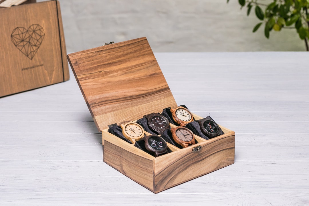 Personalized Wood Watch Cases Holder Stand Display Jewelry Box Etsy