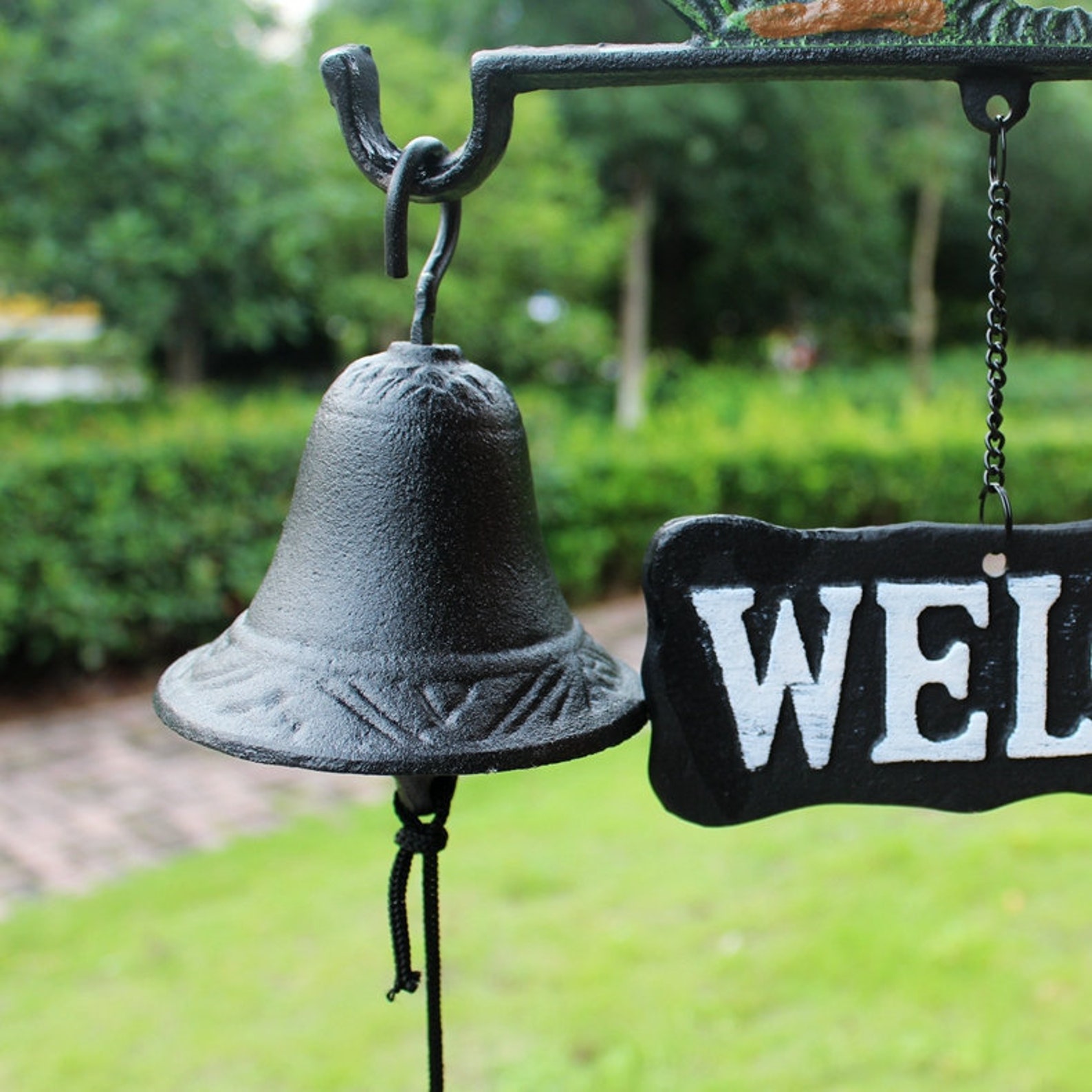 Cast Iron Wall Bell Hanging Doorbell Farm Rustic Bell Etsy