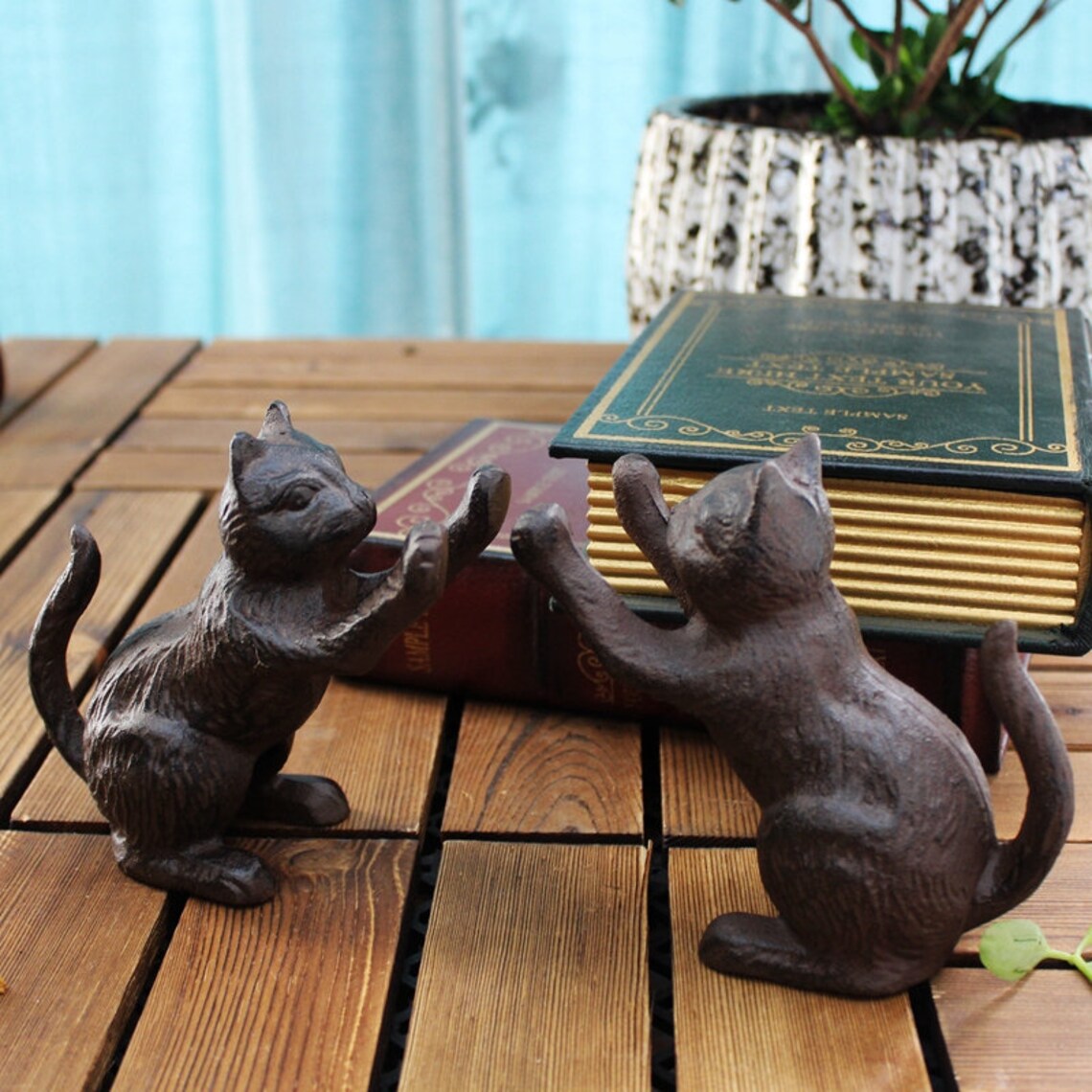2 pc Cat Bookend Cast Iron for a Vintage Antique LookHeavy Etsy