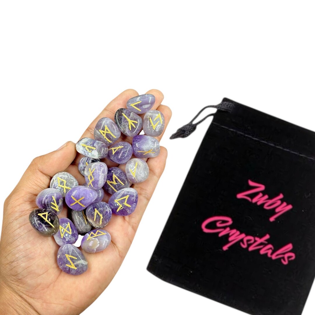 Amethyst Runes | Crystal Amethsyt Rune Set | Set of 25 Amethyst Elder ...