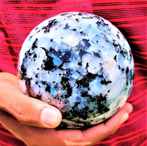 天然石ムーンストーンのスフィア　丸玉　置物E.118 天然石ムーンストーンのスフィア 丸玉 置物E.118