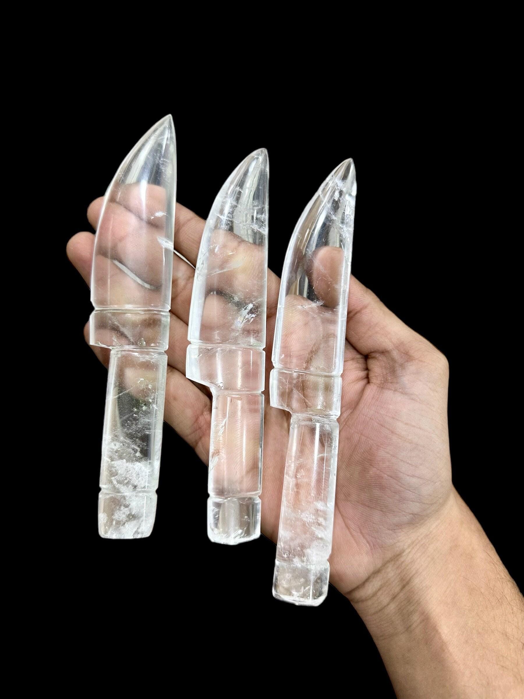3pcs Natural Hand carved Clear Quartz Knife,Crystal quartz dagger,Crystal dagger,Healing knife,Crystal knife,Crystal sword,Crystal Gift 1pc