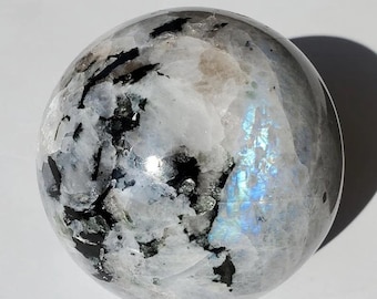 Flashy Rainbow Moonstone Sphere: Healing Crystal Ball with Stand (60mm)