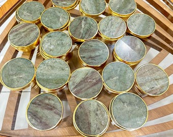 2-100pcs Green Aventurine Coasters with Gold / Green Aventurine Stone || Homeware & Gifts / Green Aventurine Coasters