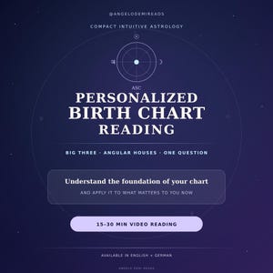 Spersonalizowany odczyt horoskopu urodzeniowego | Wielka Trójka, Domy kątowe i Jedno Pytanie | Odczyt wideo z astrologii
