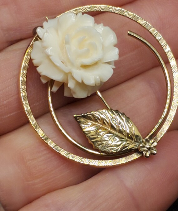 Vintage 1950's Winard Jewelry Co. Rose and Leaf B… - image 7