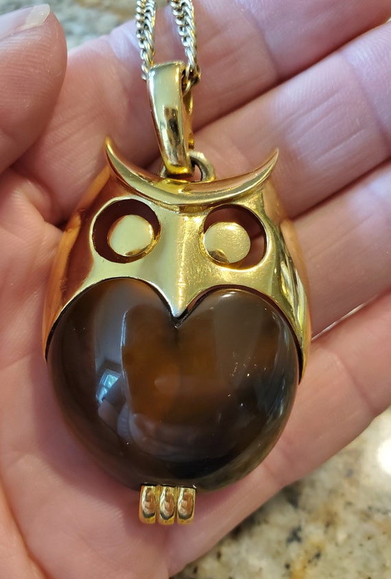 Vintage 1960 Crown Trifari Owl Pendant 