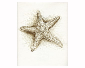 Printable Starfish Ink Drawing Art Instant Download DIY Print Ink Drawing Digital File