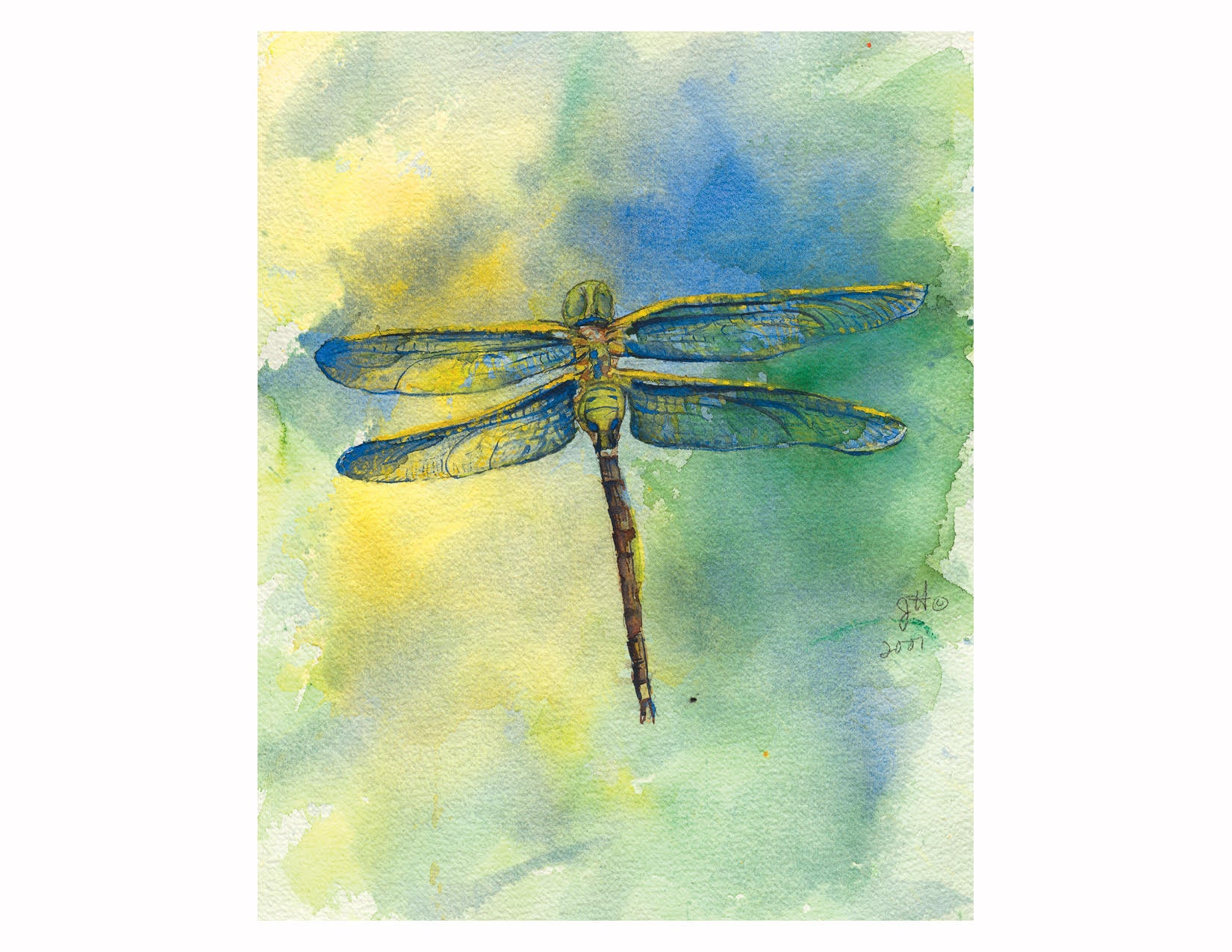 Printable Dragonfly Watercolor Art Instant Download DIY Print Painting ...