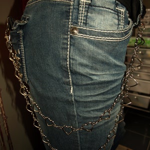 Silver Heart Wallet, Key, Pant Chain, Two Strand