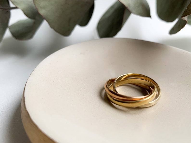 Cream Ivory Gold Dish Minimalist Air Dry Clay Ring Dish French Mother Day Gift Small Clay Jewelry Trinket Storage Made in France