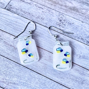 Glow in the Dark Firefly Jar Earrings, Mason Jar Earrings, Firefly Gifts, Insect Dangles, Insect Jewelry, Spring Earrings, Bug Earrings