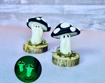 Glow in the Dark Ghost Mushroom: Polymer Clay Halloween Decor