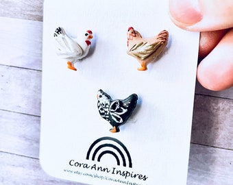 Mini Chicken Magnets, Chicken Fridge Decor, Chicken Gift, Farm Animal Magnets, Quirky Cute Funny Bird Magnets, Country Farm House Decor