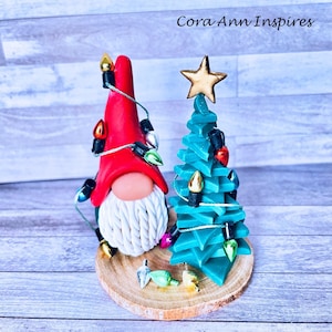 Christmas Garden Gnome, Christmas Tree Gnome Gift, Winter Gnome, Holiday Gnome Decor, Gnome Statue, Tray Decor, Christmas Decor, Gnome Gift