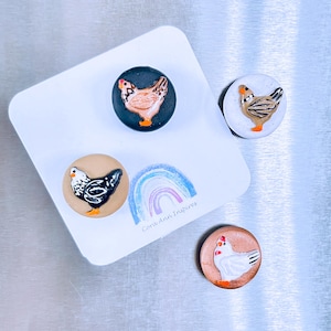 Mini Chicken Magnets, Chicken Fridge Decor, Chicken Gift, Farm Animal Magnets, Quirky Cute Funny Bird Magnets, Country Farm House Decor
