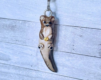 River Otter Gift, Otter Keychain, Gifts for Her Him, Keychain for Boyfriend, Unique Animal Keychains, Otter Bag Clip, Animal Bag Clip