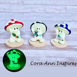 MINI Clay Baby Ghost Mushroom, Glow in the Dark Booshroom, Baby Mushroom, Mushroom Fairy, Halloween Table Decor, Halloween Gift Basket