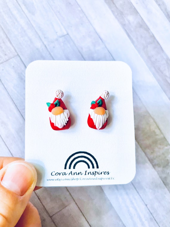 Cute Garden Gnome Stud Earrings - Plastic Fun Earrings, Surgical Steel Posts, 1.5" Tall - View #8