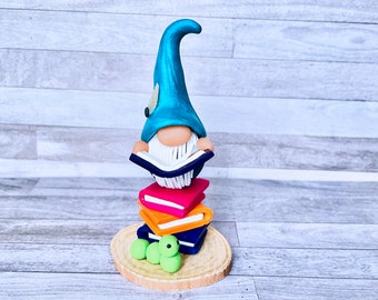 Book worm Garden Gnome, Back to School Gift, Library Decor, Librarian Gifts, Book Lover, Teacher Gnome, Reading Gnome, Education Gnome