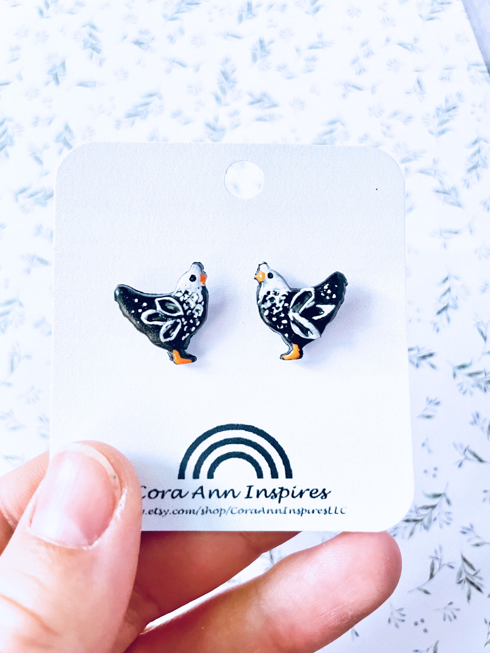 Chicken Earrings No METAL FREE Option Chicken Studs Chicken Etsy