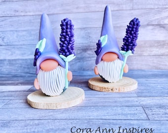Lavender Garden Gnome, Cottagecore Gnome, Whimsical Gnome, Purple Gnome Gift, Plant Gnome Decor, Tiered Tray Decor, Lavender Art