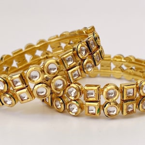 Gold plated Kundan openable Kada Bangles/Indian Kada/Wedding Jewelry/Pakistani Kada Bangles/Punjabi Jewelry/Indian Wedding/1 pc