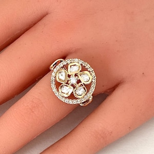 Fine Kundan Ring/Statement Ring/Adjustable Ring/Indian Ring/ Pakistani Jewelry/Indian Jewelry/Bollywood Jewelry/Indian Wedding jewelry