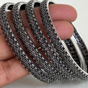 Oxidized Silver Bangles(4 Pc)/German Silver/Black Metal/Boho/Tribal/Indian Jewelry/Pakistani Jewelry/Oxidized Bangles