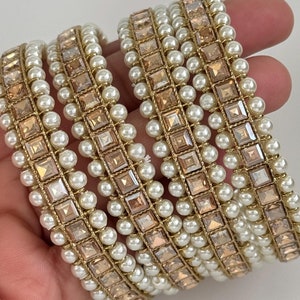 Set von 4 Schatten Polki Stein antikes Finish Armreif Punjabi Pakistanische Perle Armreifen Set / Braut Armreifen / antike Armreifen / Stein Armreifen