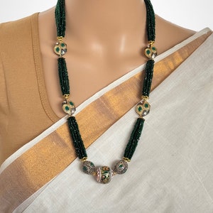 Green Meenakari Semi-Precious Stones beads mala Necklace/Rajasthani Necklace/Rajwadi mala /Indian jewelry/Sabyasachi Indian wedding