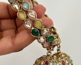Restocked Bollywood Style Polki Kundan antique finish Jhumka Bangles Set Punjabi Pearl bangles Set/Bridal bangles/ wedding jewelry/pakistani
