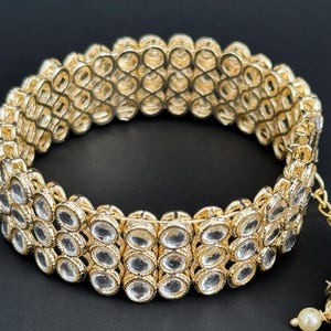 Kundan Openable Cuff Jhumka bracelet one size fit to sizes 2.4\2.6\2.8 Single Broad Bangle/Kundan Kada/statement bracelet/bridesmaid gifts