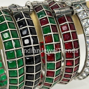 Oxidized Silver openable single Kada/Bracelet (1Pc)/German Silver/Boho/Tribal/Indian Jewelry/Pakistani/Oxidized Bangles/One size fit 2.4/2.6
