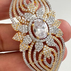 CZ Diamond Gold 2-Tone Plated Bracelet/High-quality CZ Openable bracelet/Indian Jewelry/statement Kada/bridesmaid gift/Fit Sizes 2.2,2.4,2.6