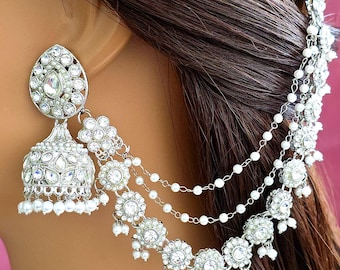 Pendientes de plata con piedra Kundan Bahubali Sahara desmontables/Joyas de Bollywood/Pendientes pakistaníes/Regalos/Nupcial/Boda india, Pendientes de piedra,
